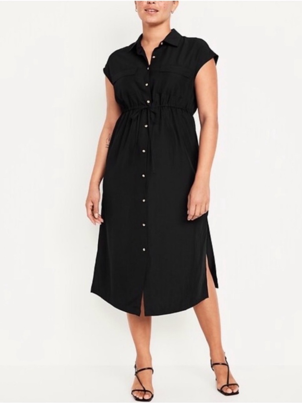 Old Navy Black Button-Front Shirt Dress NWT